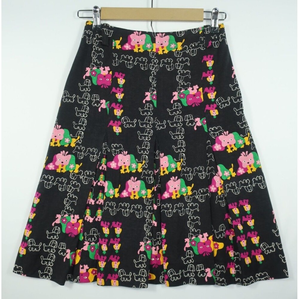 Vintage Dogs Designer Made in Italy Cotton Skirt 80s 90s Poodle Pleated OOAK 2 4